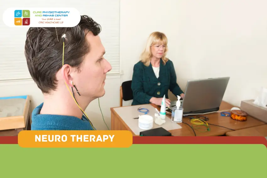 Therapist providing neuro therapy to stroke patient at Cure Physiotherapy, Vastral