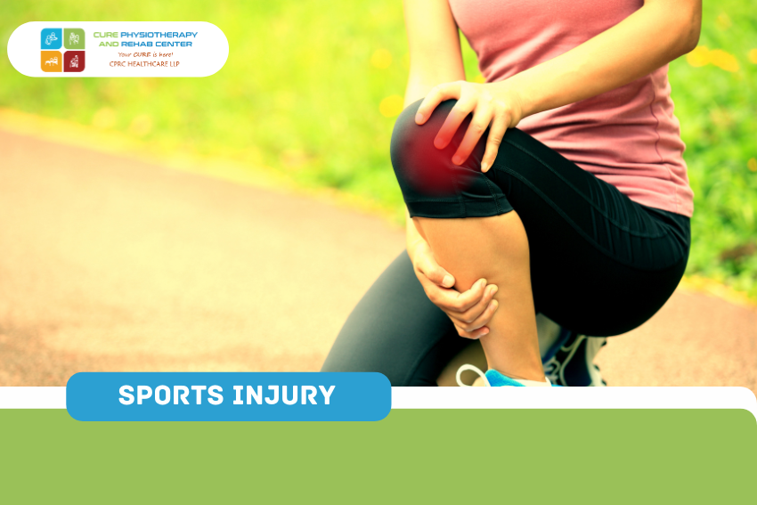 Sports Injuries Female physiotherapist treating a patient at Cure Vastral clinic